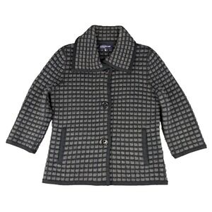 Jones New York Signature 100% Merino‎ Wool Cardigan Black & Gray Womens M Blazer
